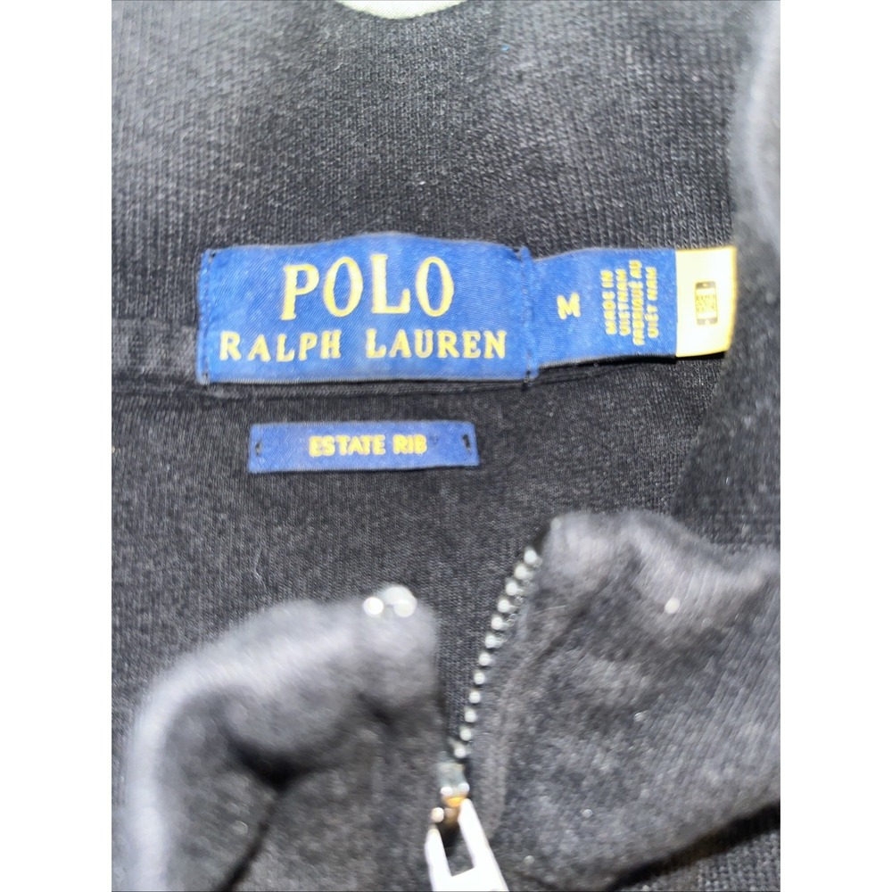 Polo Ralph Lauren Men's Size Medium Sweater Estate Rib Black Snowflake 1/4 Zip - Picture 5 of 8